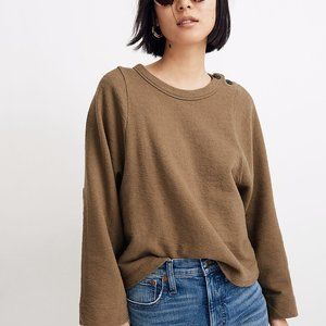 Madewell Shoulder-Button Elbow-Patch Top Size Small